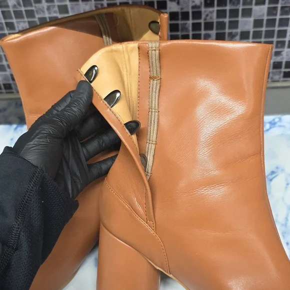 Boots Split Toe High Heel Women Boots Leather Women Shoes - Picture 11 of 11